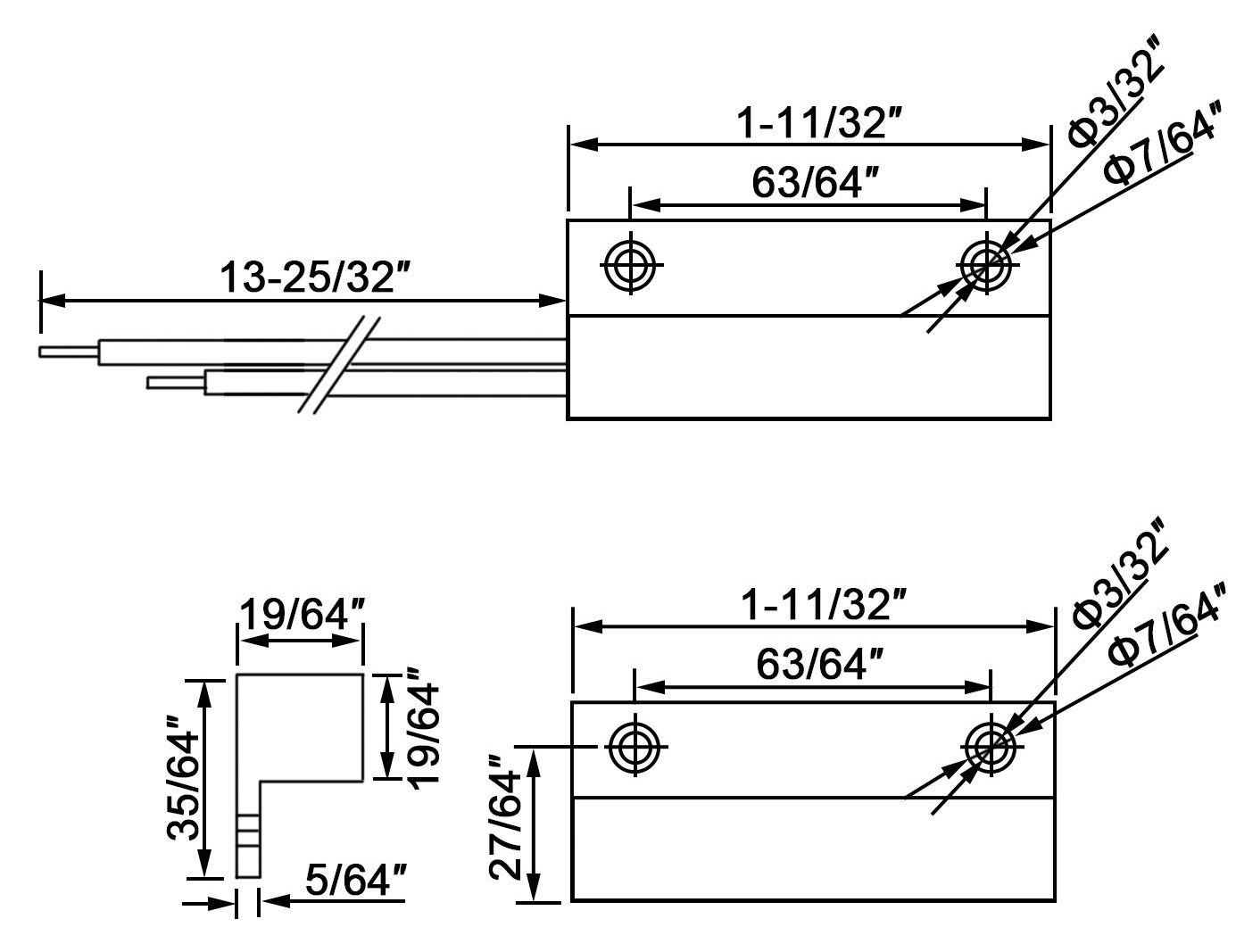 Side Wires NC Door Magnetic Contact Reed Switch Alarm Surface Mounted